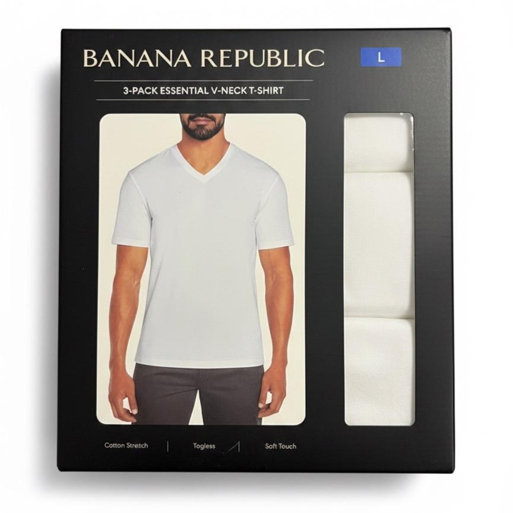 NWT Banana Republic Essential V-Neck T-Shirt 3-Pack L